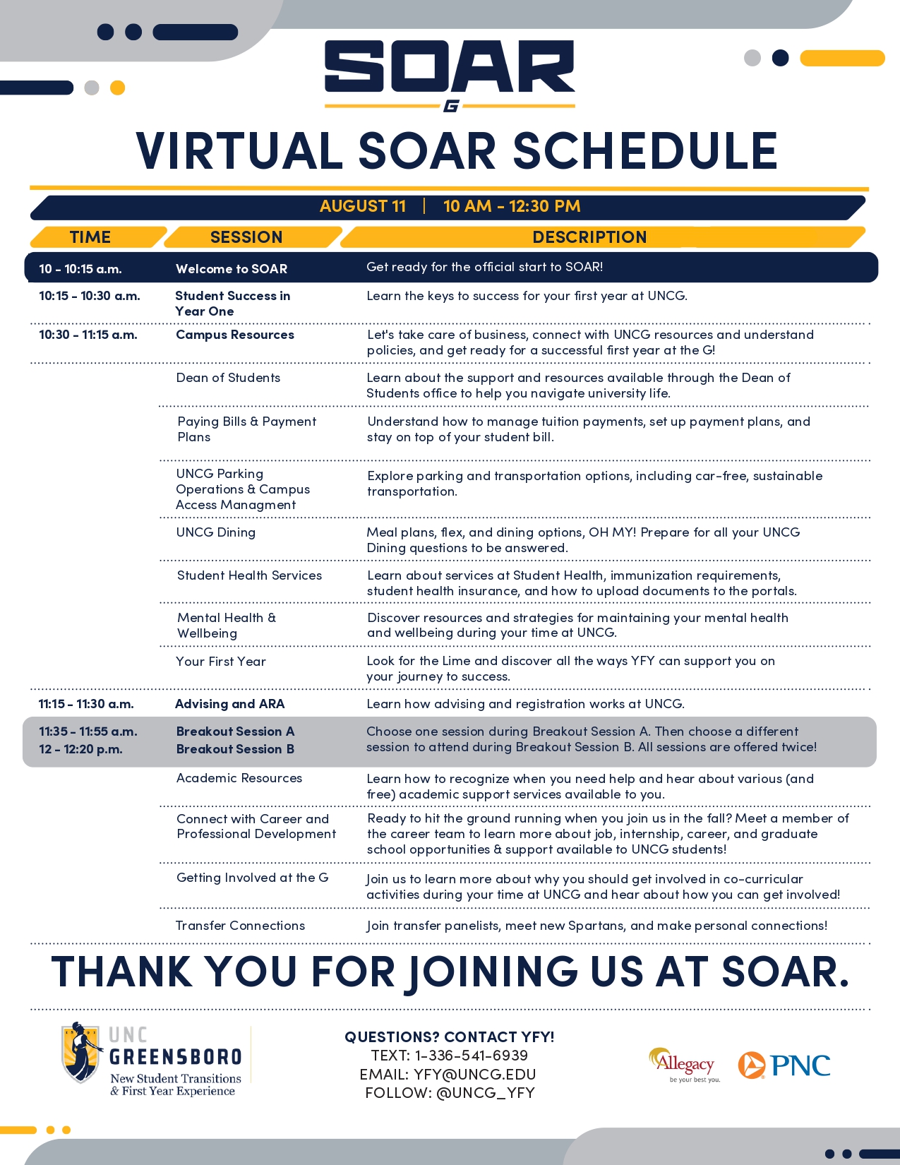 SOAR Schedule